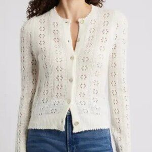 Doen Emery pointelle cardigan White NWOT